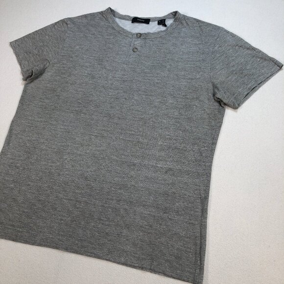 Theory Henley Shirt Men's M Gray Gaskell Heather Marl Short Sleeve Lightweight - Picture 5 of 9